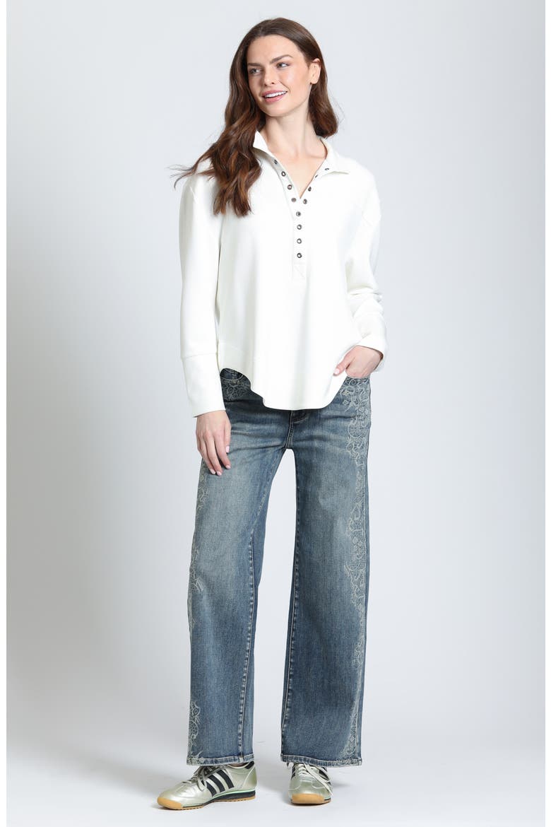 Grommet Henley Long Sleeve Top, Alternate, color, CLOUD WHITE