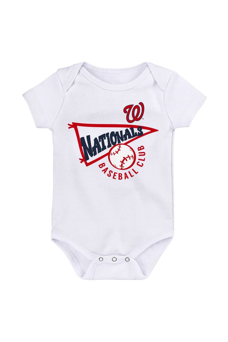 Newborn & Infant Navy/White/Heather Gray Washington Nationals Biggest Little Fan 3-Pack Bodysuit Set, Alternate, color, Navy
