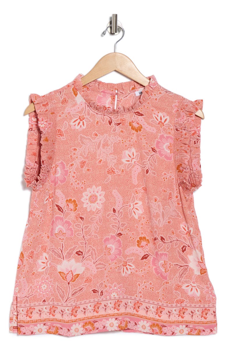 DR2 by Daniel Rainn Smocked Sleeveless Top, Alternate, color, Coral