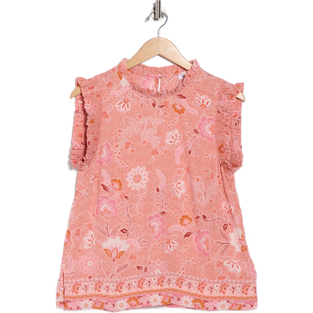 Dr2 By Daniel Rainn Smocked Sleeveless Top In Orange