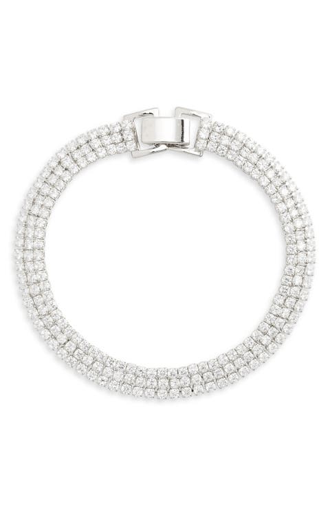 Triple Row Cubic Zirconia Tennis Bracelet