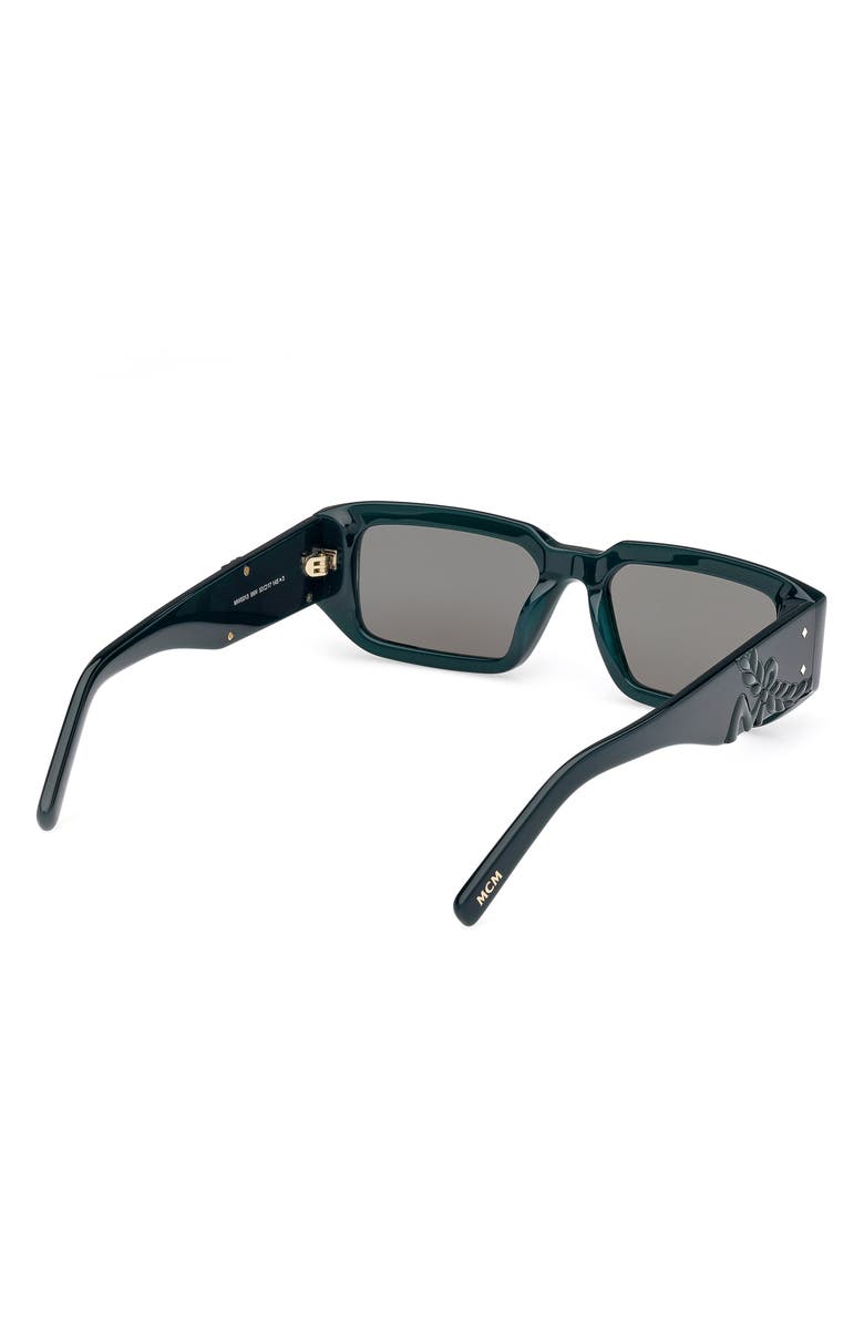 MCM 53mm Rectangular Sunglasses, Alternate, color, Shiny Dark Green / Green