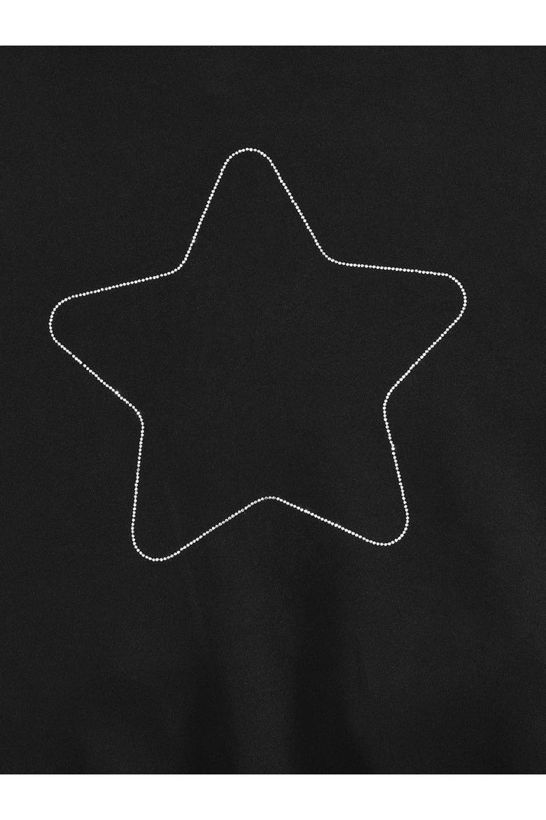 Boxy Rhinestone Star Pullover Hoodie, Alternate, color, Black