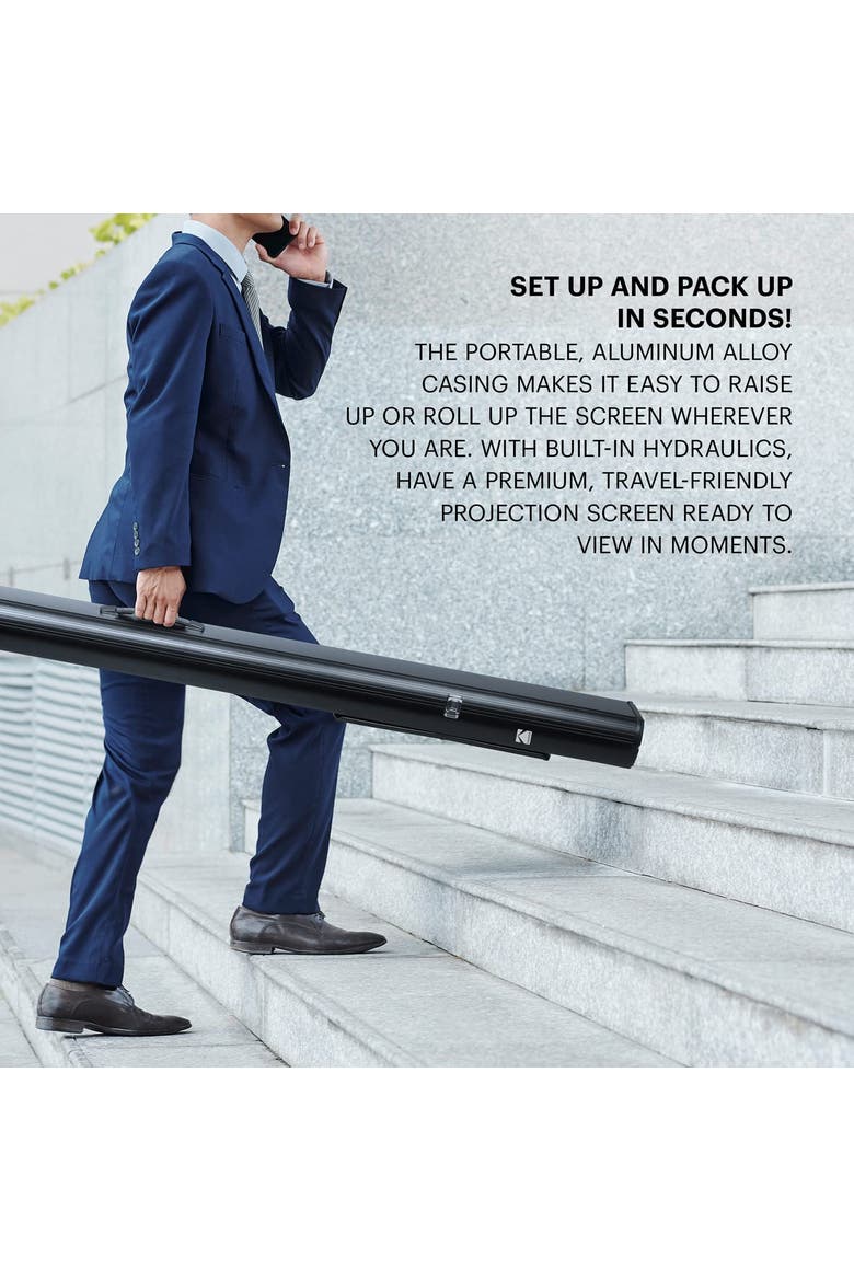 80 Portable Projector Screen, 169 Video Projection Screen & Stand with Carry Handle, Alternate, color, Black