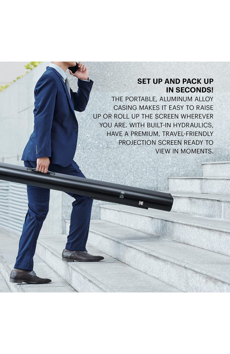 Kodak 100 Portable Projector Screen, 169 Video Projection Screen & Stand with Carry Handle, Alternate, color, Black