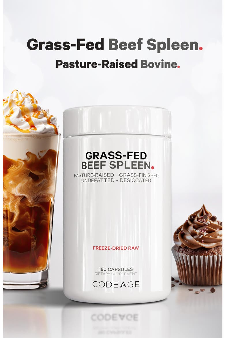 Grass-Fed Beef Spleen Glandular Supplement, Alternate, color, White