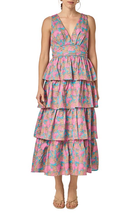 Tiered Ruffle Sleeveless Maxi Dress