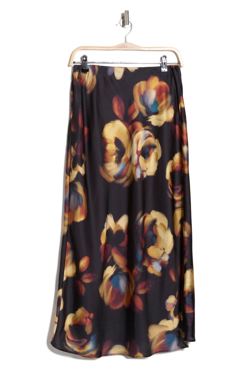 T Tahari Long Satin Skirt, Alternate, color, Vivid Flora Print