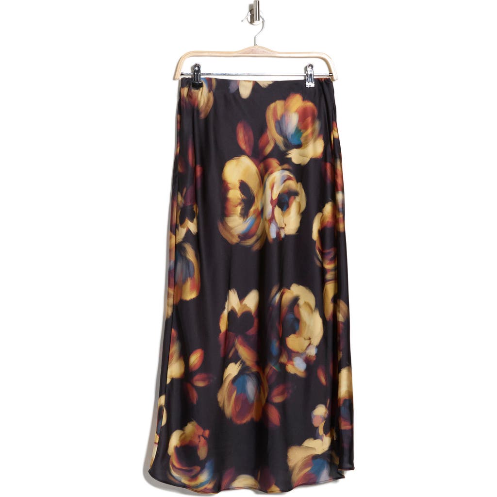 T Tahari Long Satin Skirt In Black