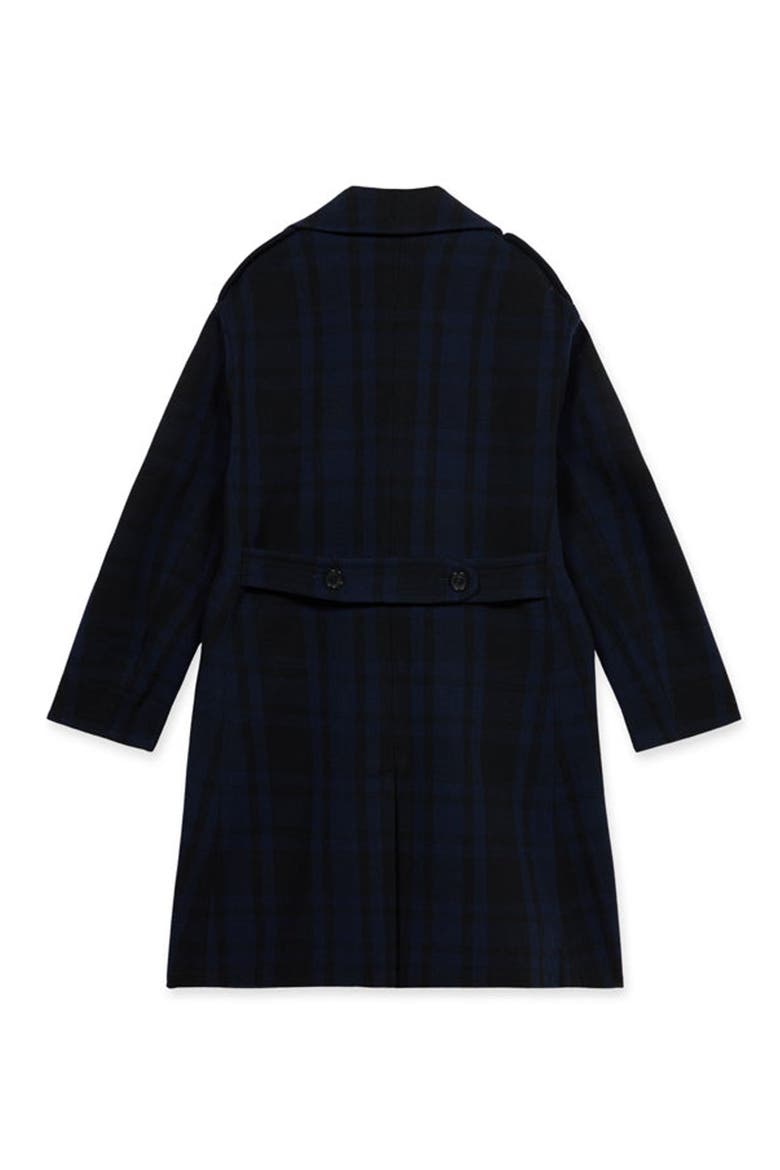 Winston Double-Breasted Checked Wool Coat, Alternate, color, Navy Blue