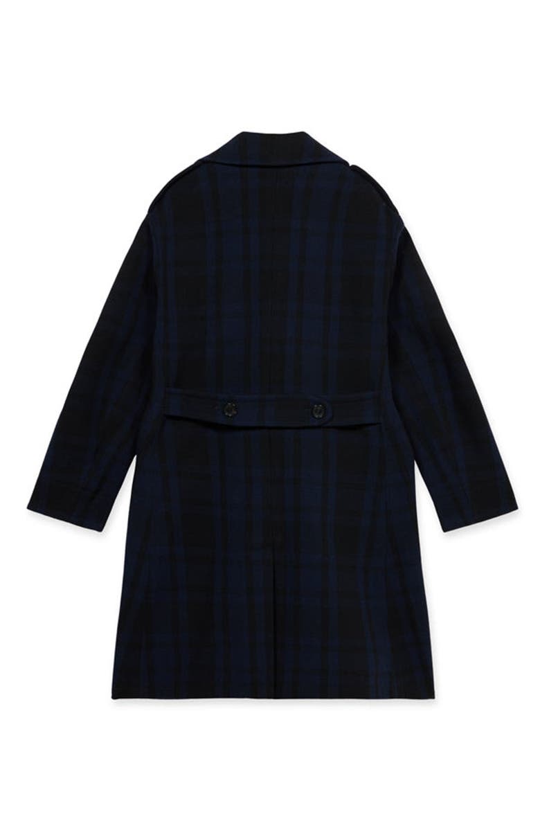 Fortela Winston Double-Breasted Checked Wool Coat, Alternate, color, Navy Blue