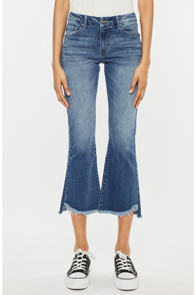 Aida Mid Rise Cropped Flare Jeans, Main, color, Medium Wash