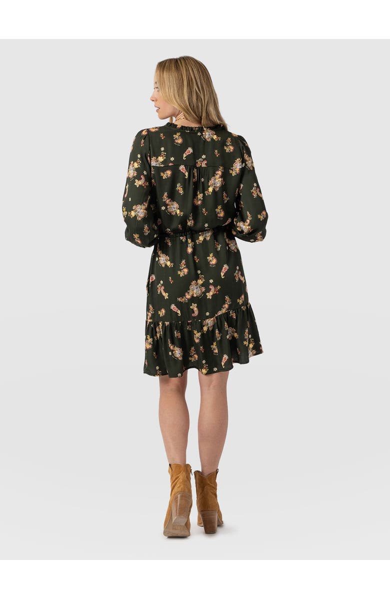 Saint + Sofia Mini Olivia Zip Up Dress, Alternate, color, Khaki Paisley