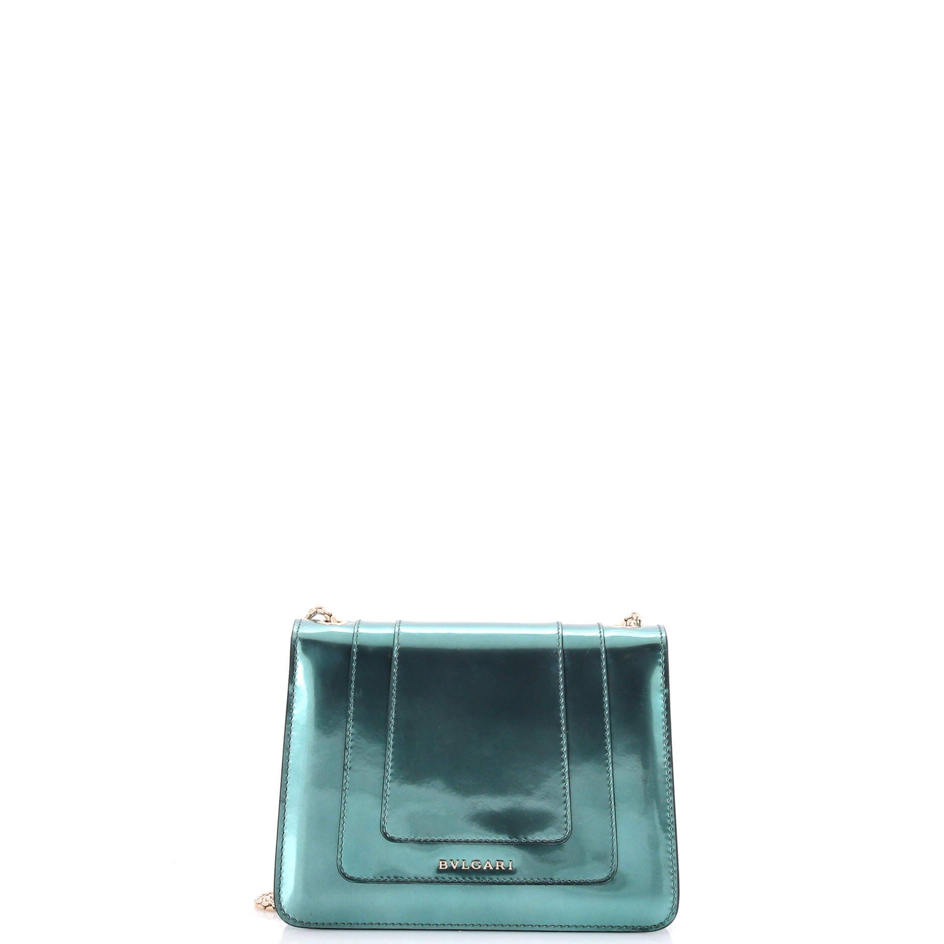 Serpenti Forever Square Shoulder Bag Metallic Leather Small, Alternate, color, Blue