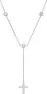 Queen Jewels CZ Station Y-Drop Cross Necklace