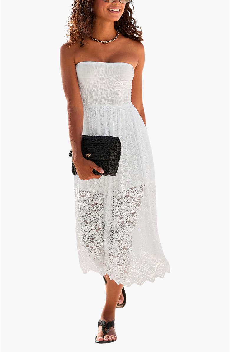 LASCANA Women's Convertible Lace Dress, Main, color, White