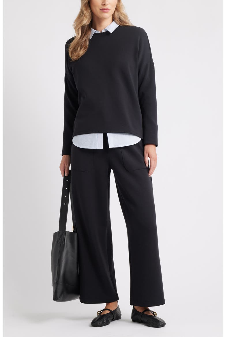 Patch Pocket Pull-On Relaxed Ankle Straight Leg Pants, Alternate, color, BLACK
