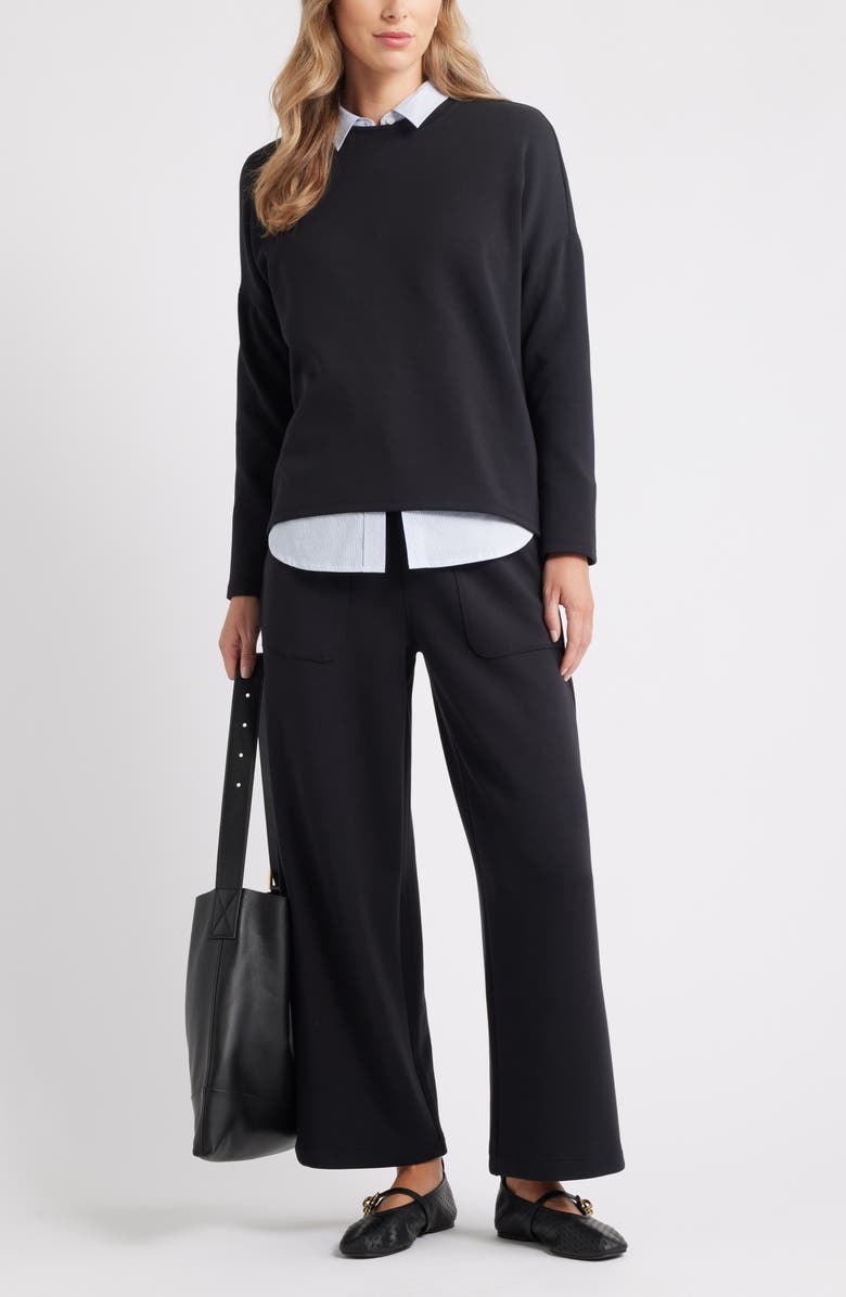 Caslon<sup>®</sup> Patch Pocket Pull-On Relaxed Ankle Straight Leg Pants, Alternate, color, Black