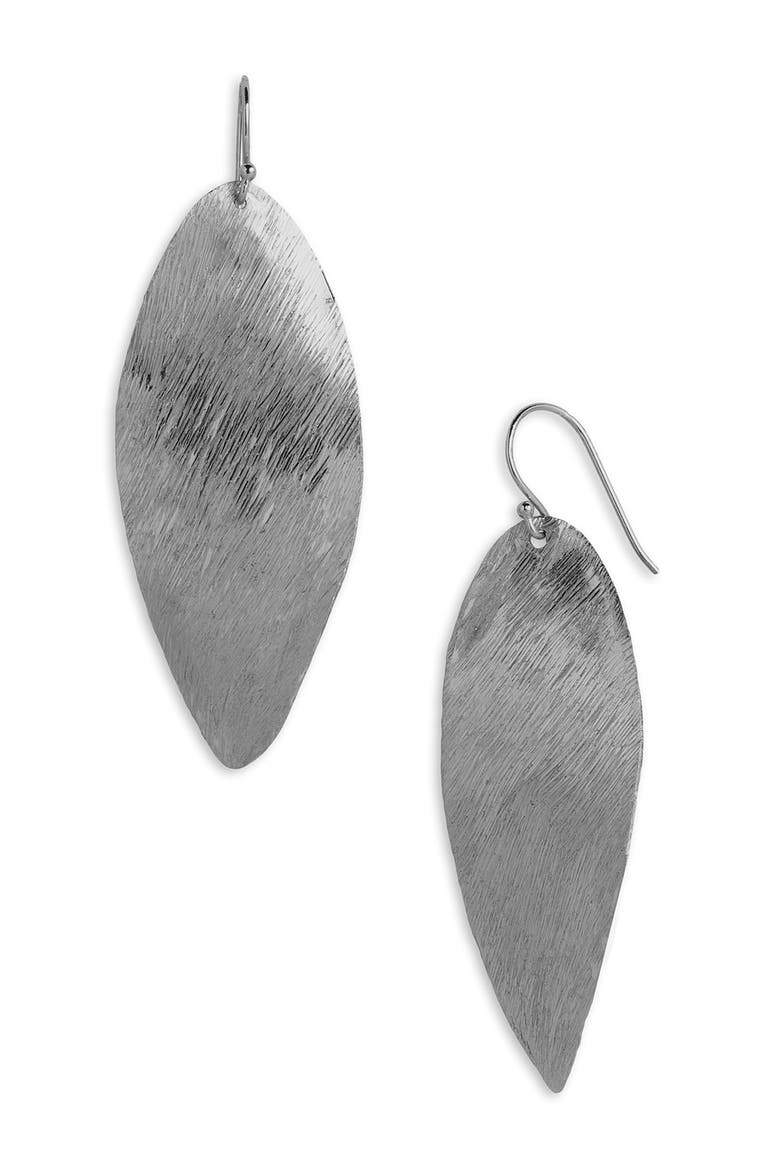 Argento Vivo Twist Leaf Earrings, Main, color, GUNMETAL