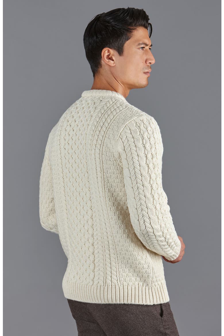 Fisherman's British Wool Cable Sweater, Alternate, color, Ecru