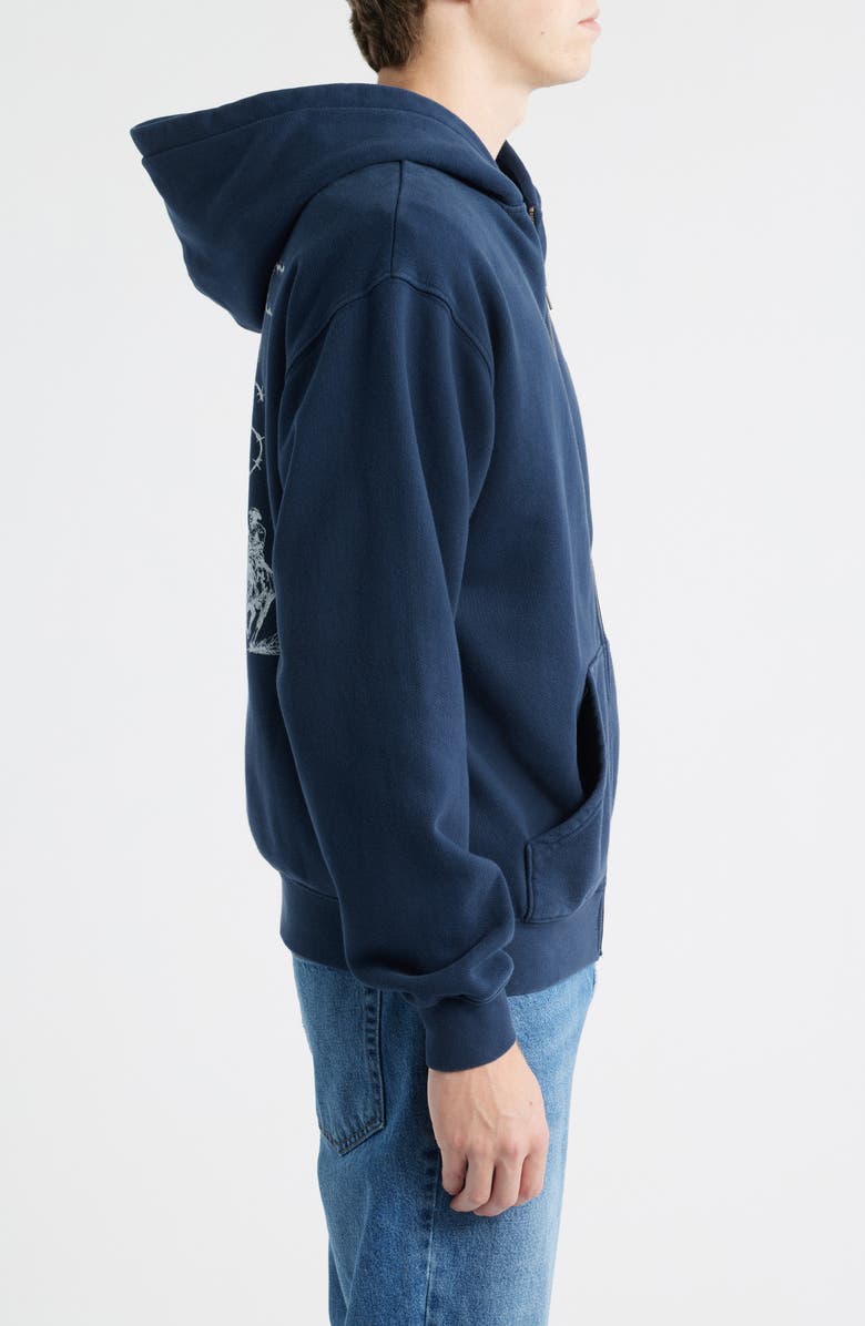 ONE OF THESE DAYS Barbed Graphic Zip Hoodie, Alternate, color, Hard Washed Navy
