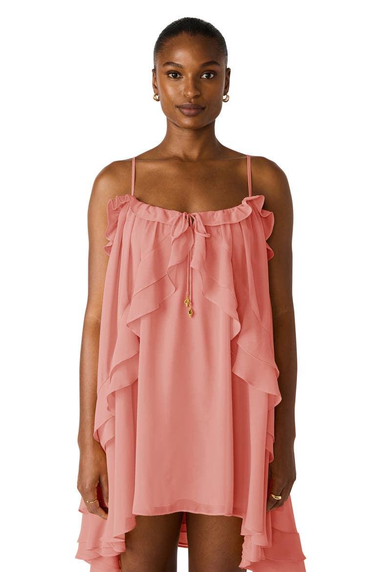 Lorella High-Low Minidress, Alternate, color, SPICED CORAL