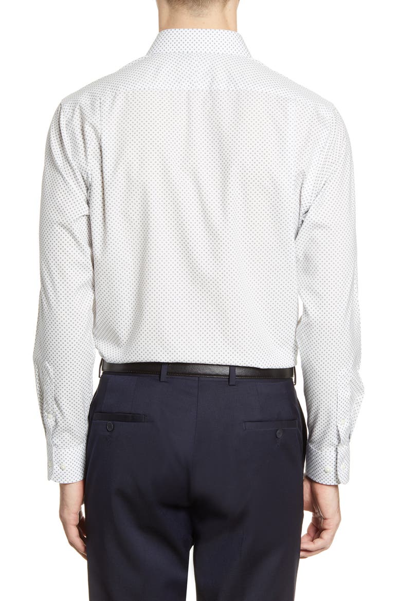 Trim Fit Non-Iron Floral Dress Shirt, Alternate, color, WHITE NAVY MINI DAISY