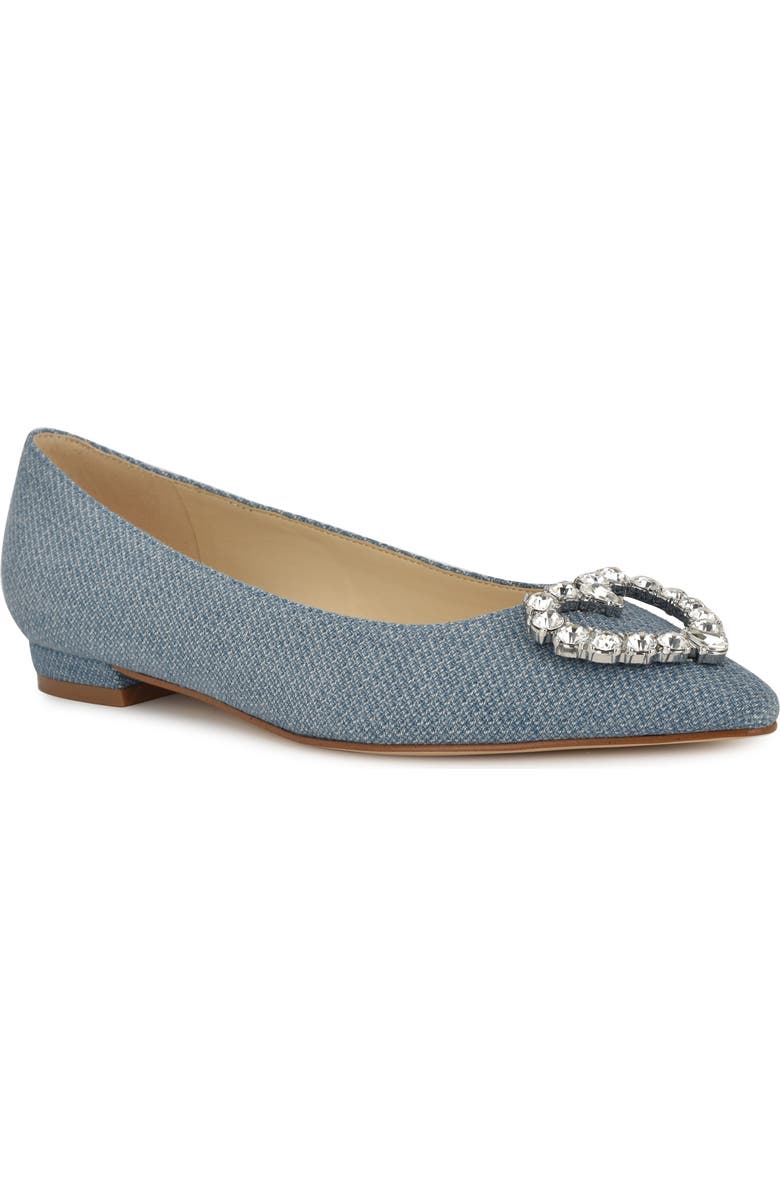 Nine West Hearts Rhinestone Flat, Main, color, Medium Blue 420
