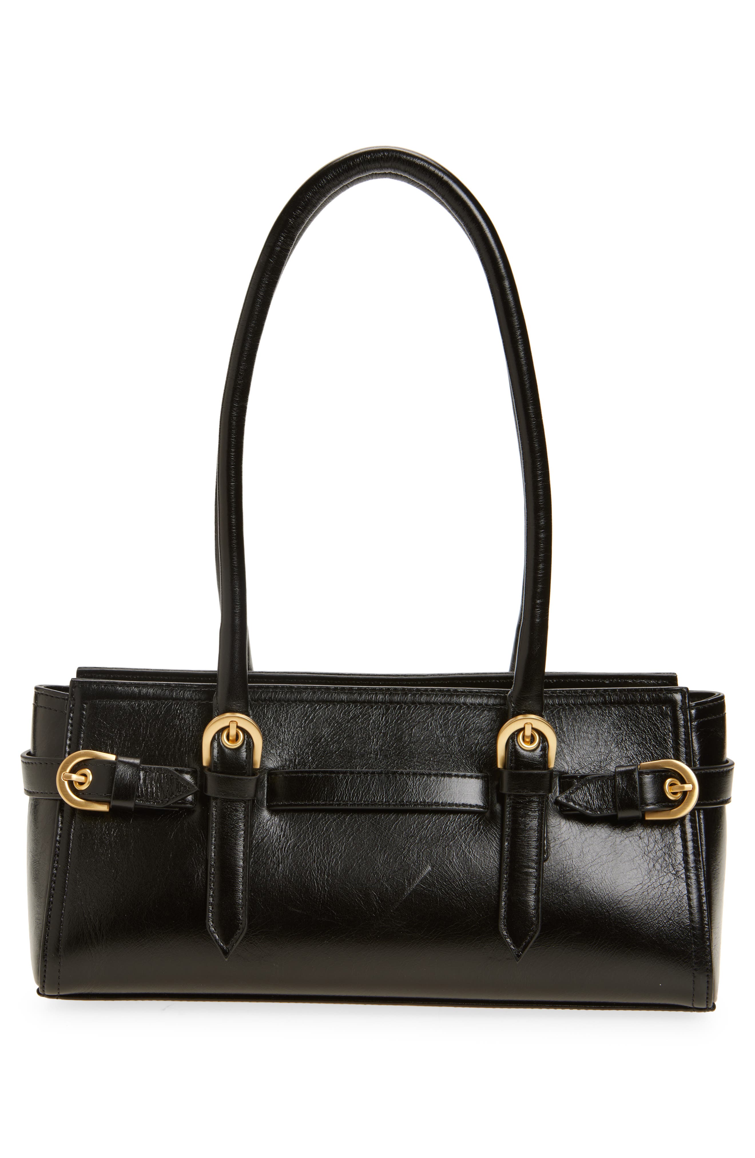 Reformation Dominique Leather Shoulder Bag, Alternate, color, Black Leather
