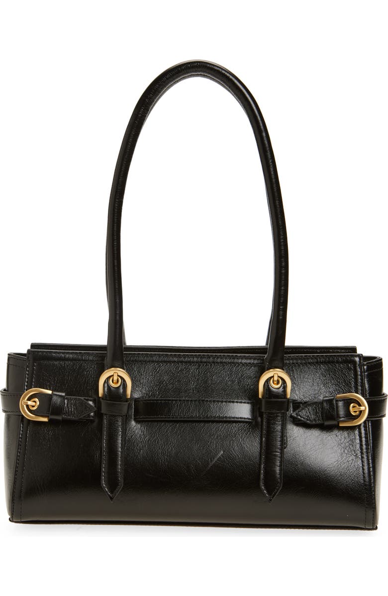 Reformation Dominique Leather Shoulder Bag, Alternate, color, Black Leather