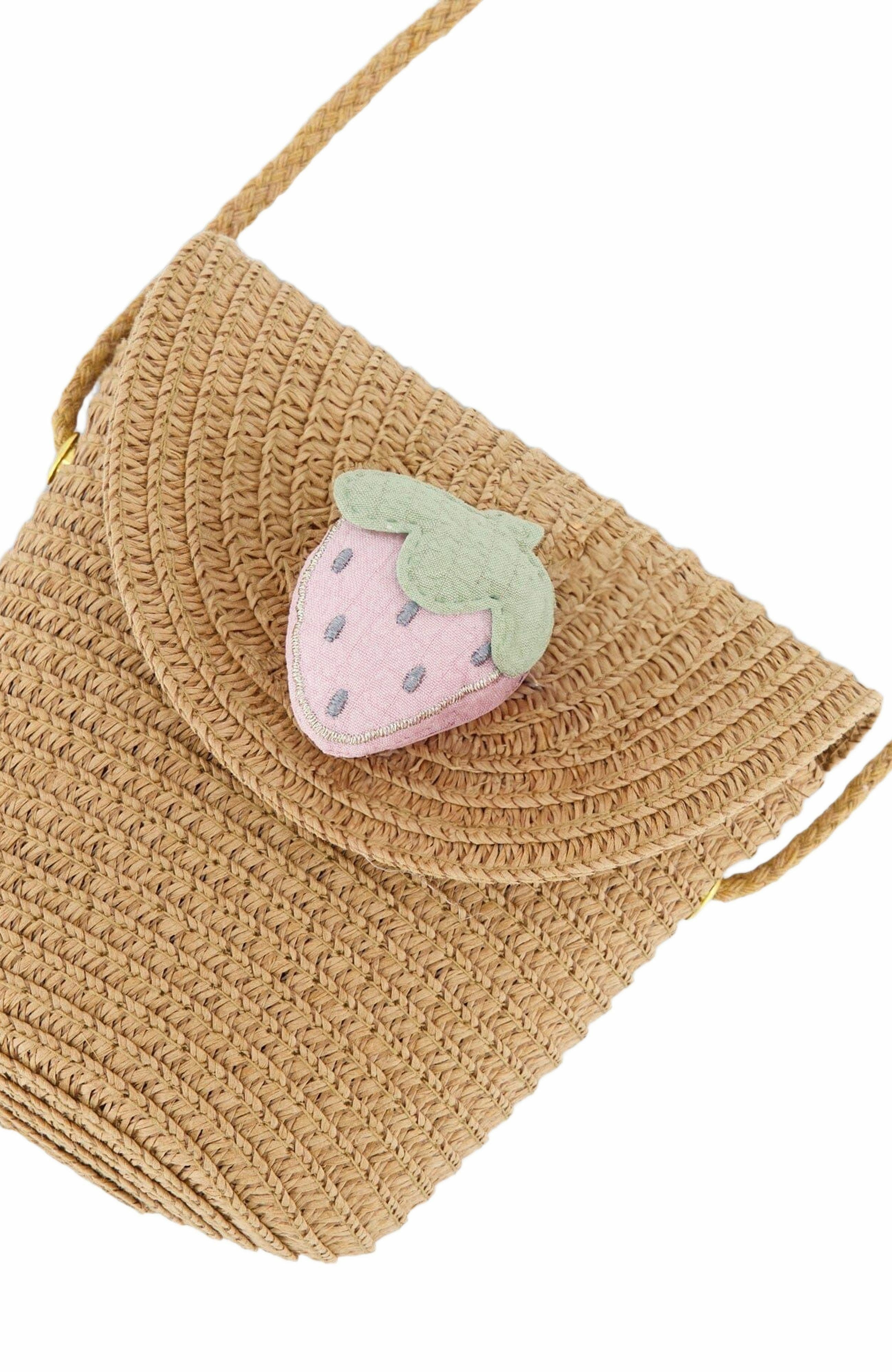 Deux par Deux Straw Crossbody Purse Adorned With A Strawberry, Alternate, color, 