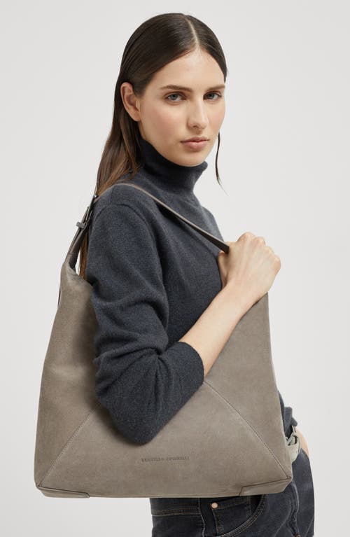 BRUNELLO CUCINELLI BRUNELLO CUCINELLI SUEDE CALFSKIN BC DUO HOBO BAG 
