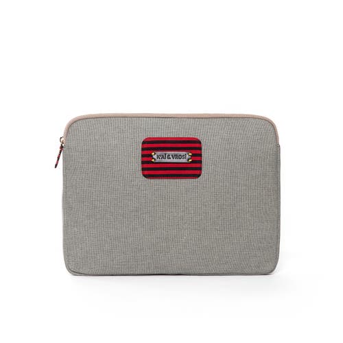 Kai & Vrosi K'ai & Vrosi Zipped Canvas Laptop Case For 13" 14" In Gray