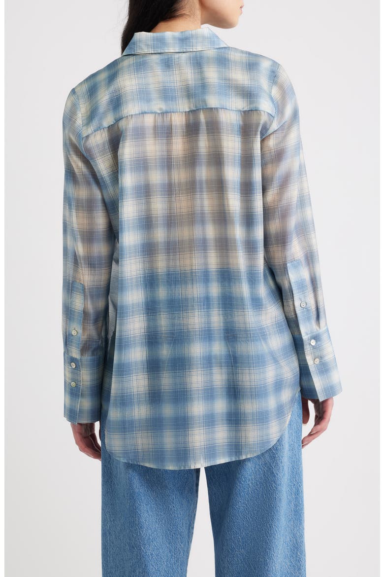 Bishop Plaid Button Up Shirt, Alternate, color, SKY SHADOW