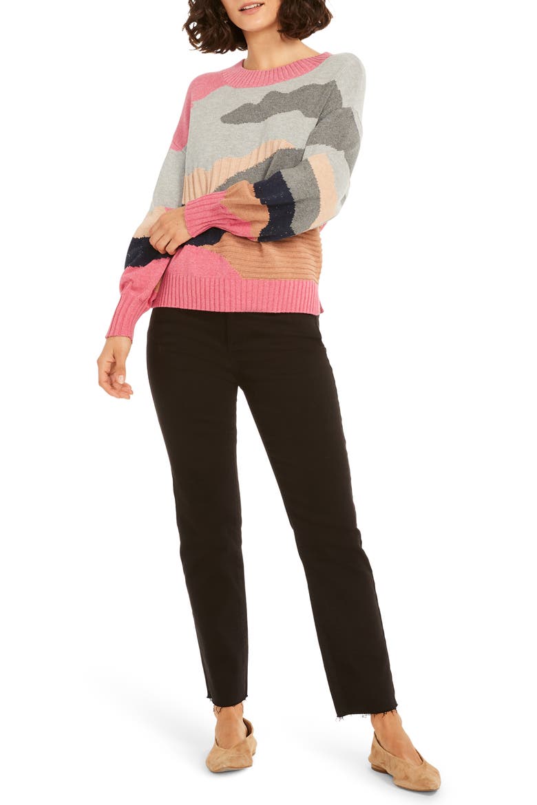 Vital Abstract Camo Cotton Blend Sweater, Alternate, color, PINK MULTI