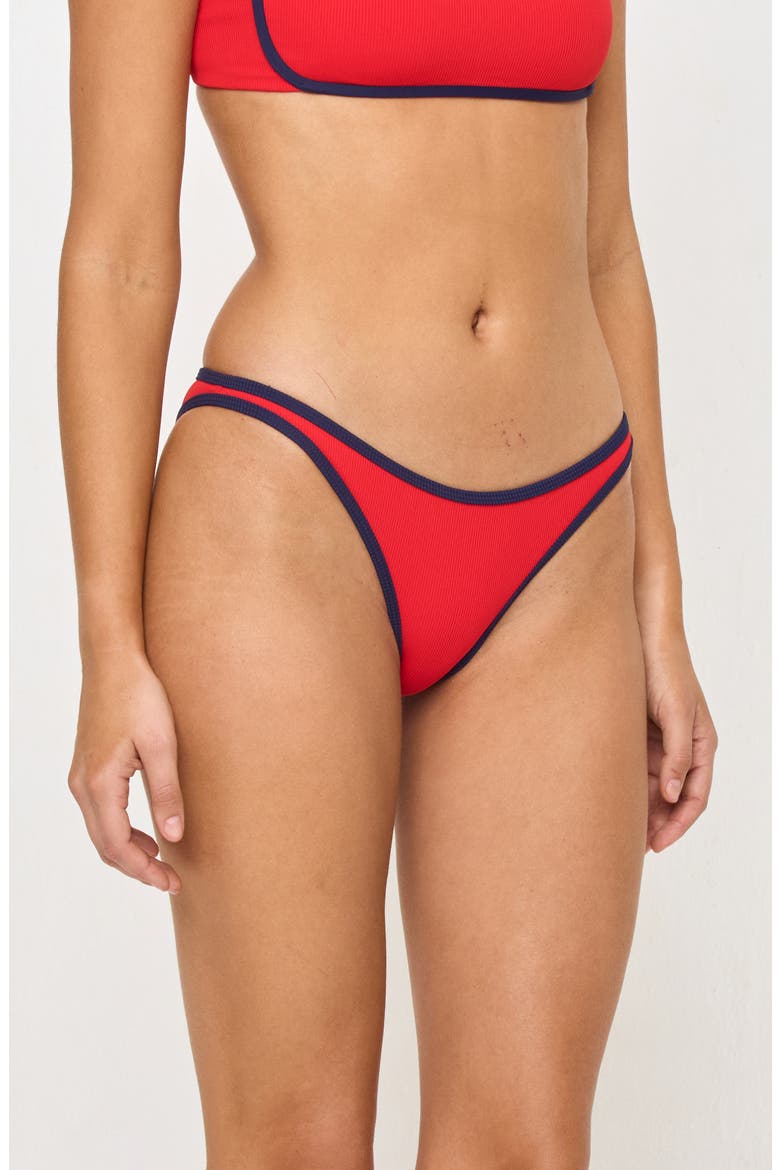 Suzi Textured Bikini Bottoms, Alternate, color, FLAME/ MIDNIGHT