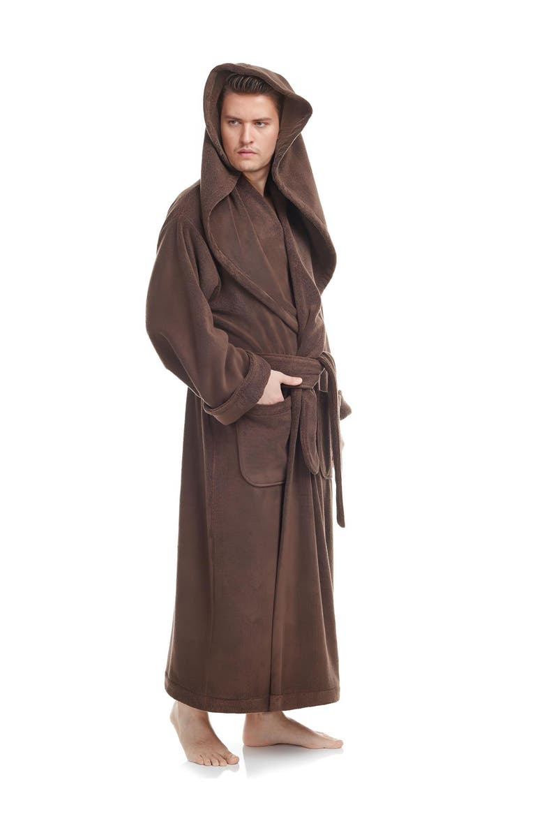 ARUS Men's Monk Style Full Length Long Terry Cotton Bathrobe, Alternate, color, Brown