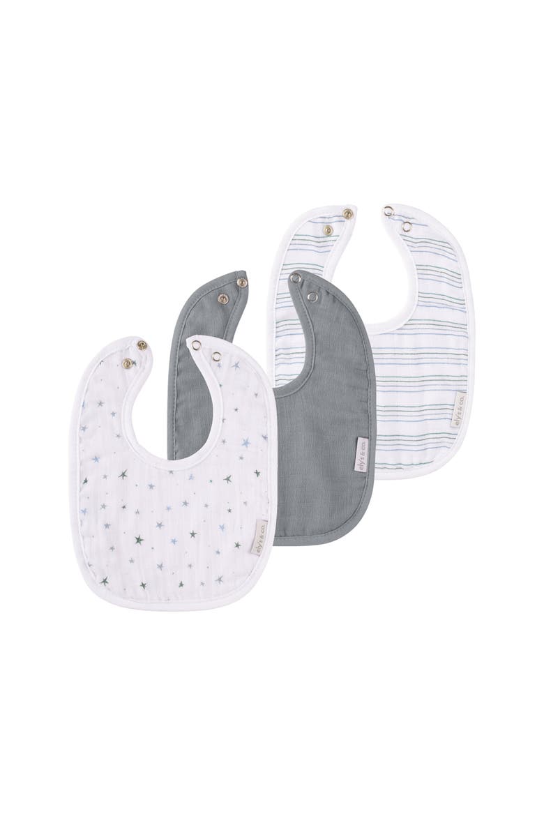 Muslin Terry Bib 3 Pack, Main, color, Blue Stars