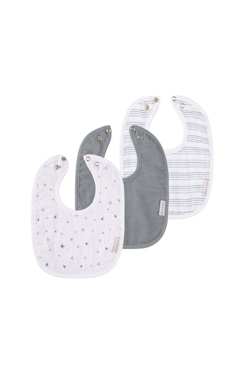 Ely's & Co. Muslin Terry Bib 3 Pack, Main, color, Blue Stars