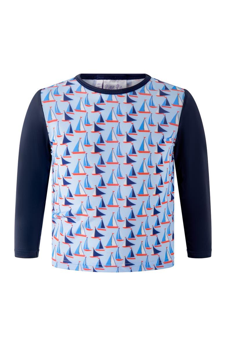 Rachel Riley Boys' Sailboat Rashguard Top, Main, color, Blue