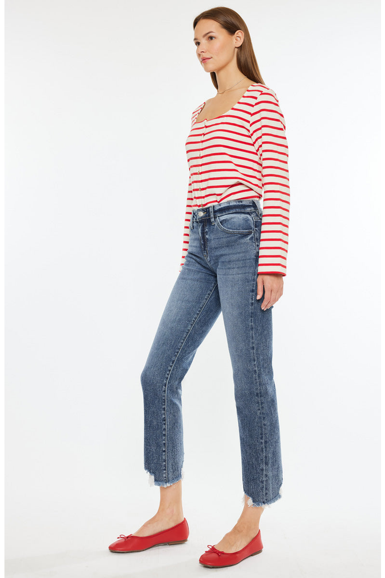 Kathrine Essentials High Rise Slim Straight Leg Jeans, Alternate, color, Dark Wash