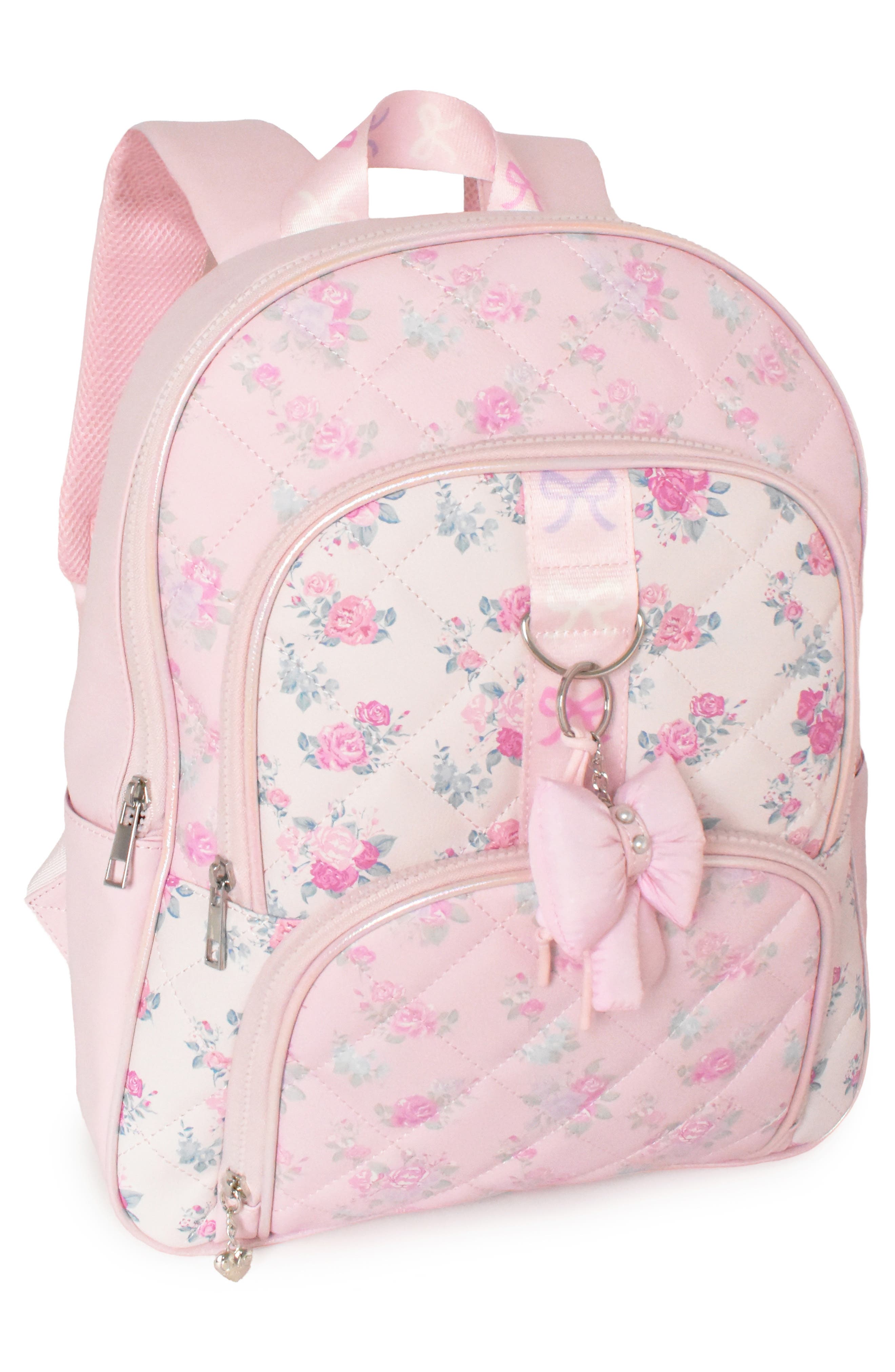 Kids' Floral Quilt Backpack & Lunch Bag Set, Alternate, color, PINK MULTI