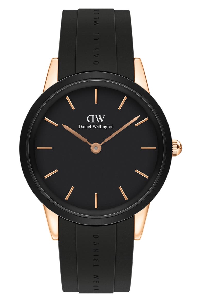 Iconic Motion Rubber Strap Watch, 40mm, Main, color, ROSE GOLD/WHITE