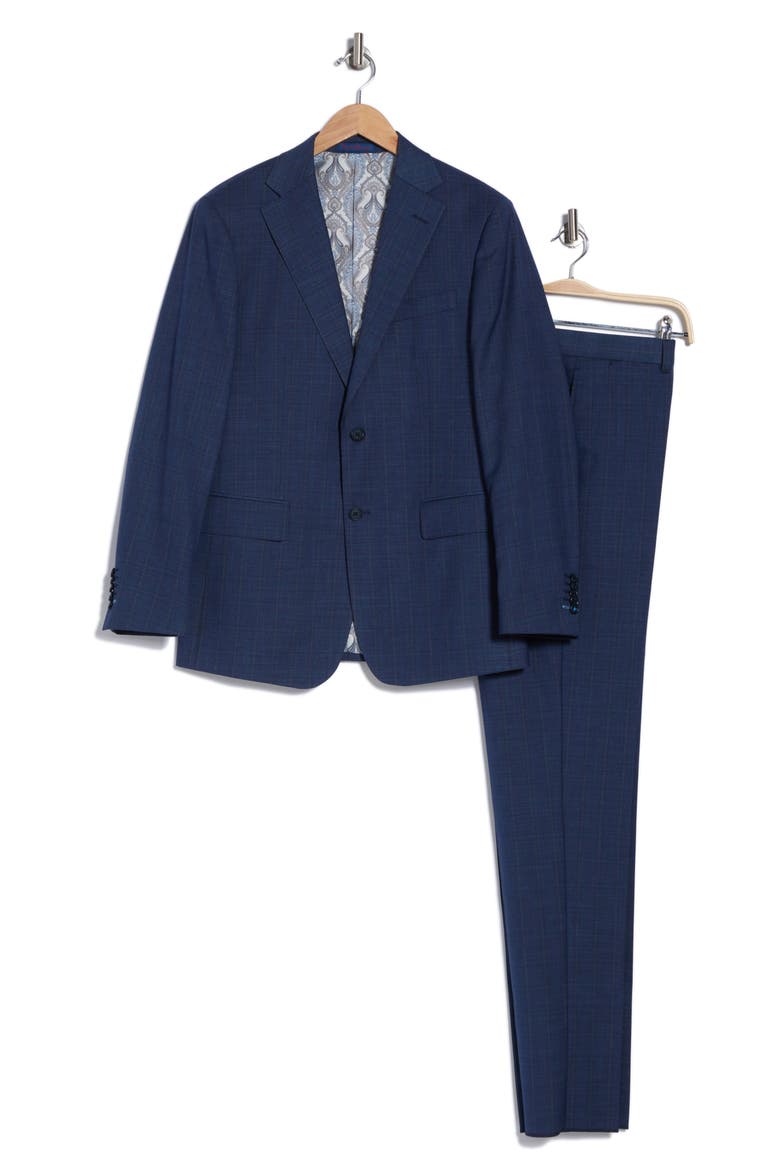 Two-Button Flat Front Suit, Alternate, color, BLUE