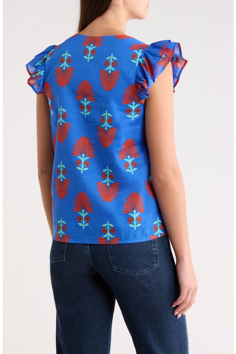 Lucinda Floral Seni Ruffle Sleeve Top, Alternate, color, BLUE-RED