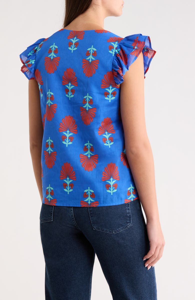 SUGARLIPS Lucinda Floral Seni Ruffle Sleeve Top, Alternate, color, Blue-Red