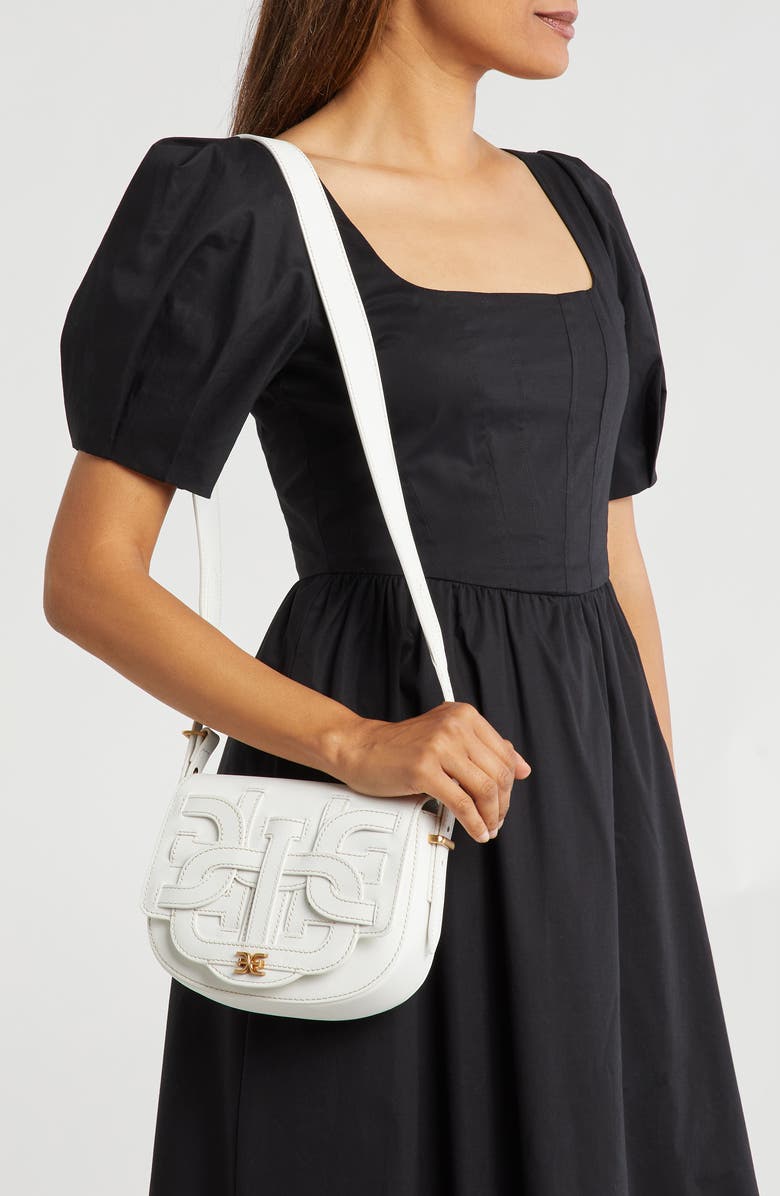 Sam Edelman Small Bay Leather Saddle Crossbody Bag, Alternate, color, Eggshell