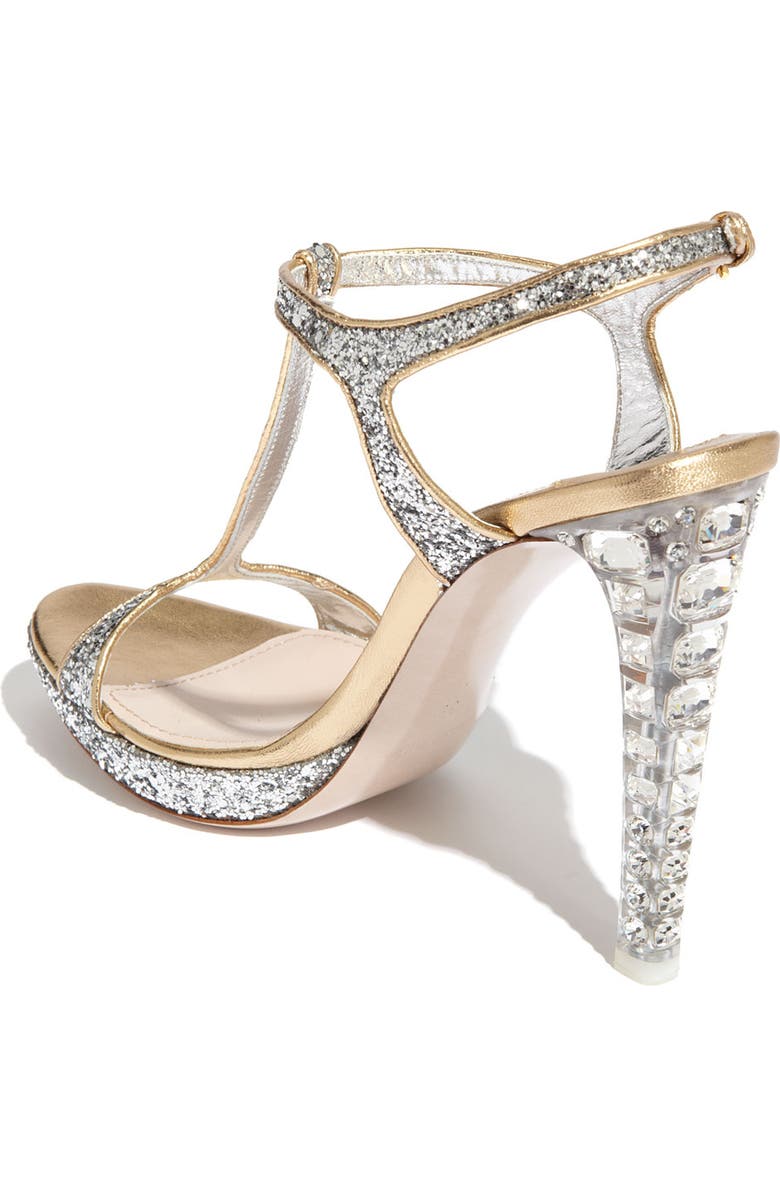 Miu Miu Glitter T-Strap Platform Sandal, Alternate, color,