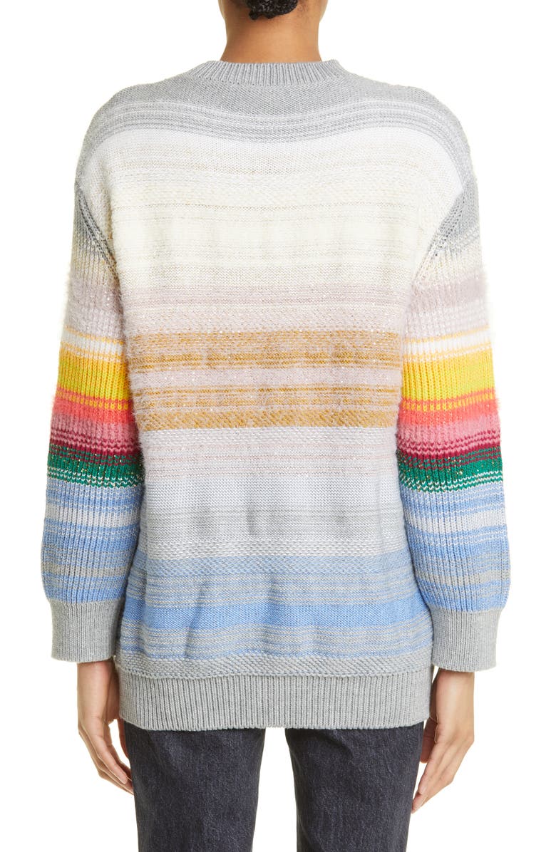 Stella McCartney Festive Smile Intarsia Crewneck Wool Blend Sweater, Alternate, color, 