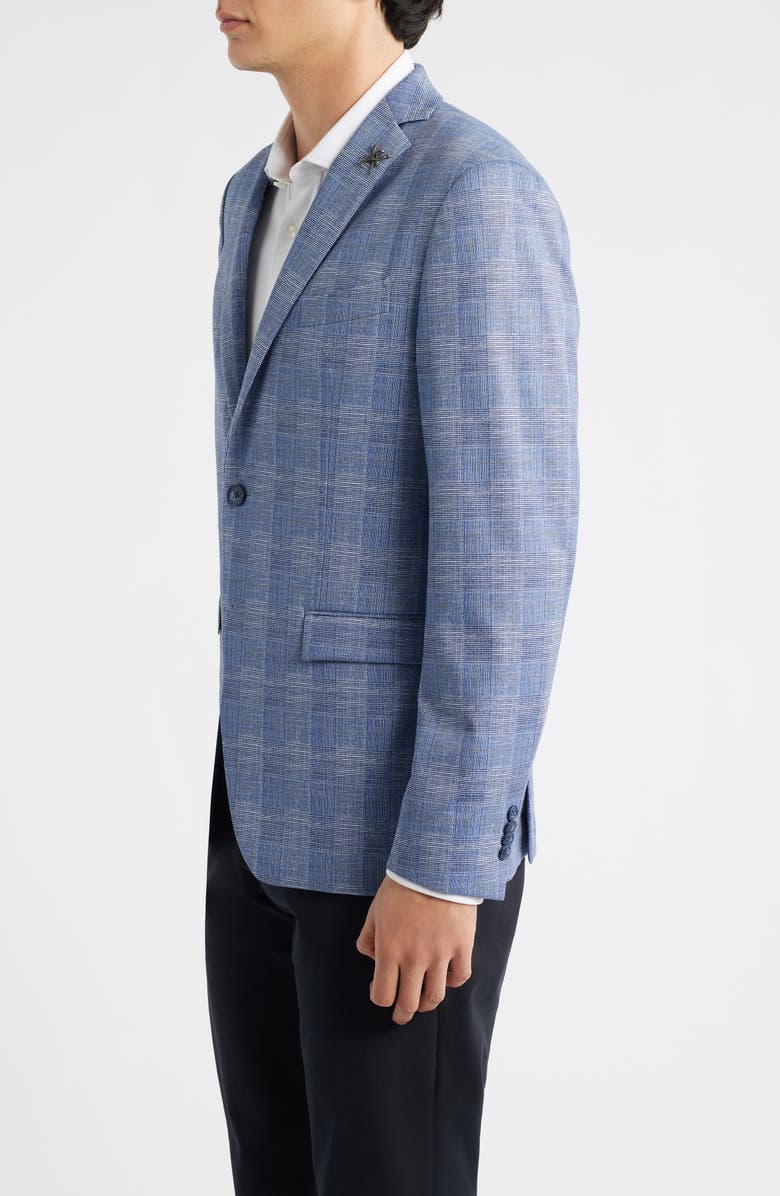 John Varvatos Star USA Varick Slim Fit Blue Glen Check Knit Sport Coat, Alternate, color, Light Blue